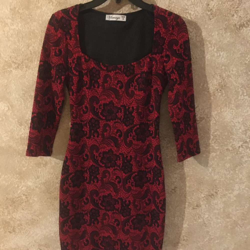 Elegant Red and Black Dress